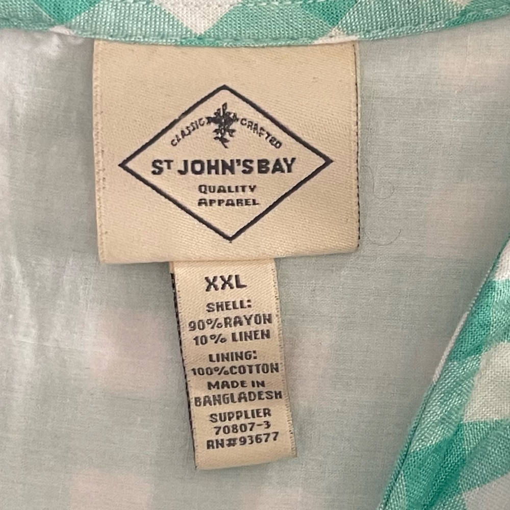 NWT St John’s Bay XL aqua blue and white checked sleeveless dress. - Picture 4 of 5
